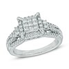 Thumbnail Image 1 of 3/4 CT. T.W. Princess-Cut Composite Diamond Frame Engagement Ring in 10K White Gold