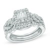 Thumbnail Image 1 of 1-1/2 CT. T.W. Multi-Baguette Diamond Frame Three Piece Bridal Set in 14K White Gold