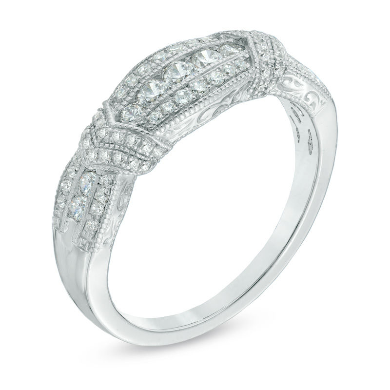 Main Image 2 of 1/4 CT. T.W. Diamond Vintage-Style Anniversary Band in 10K White Gold