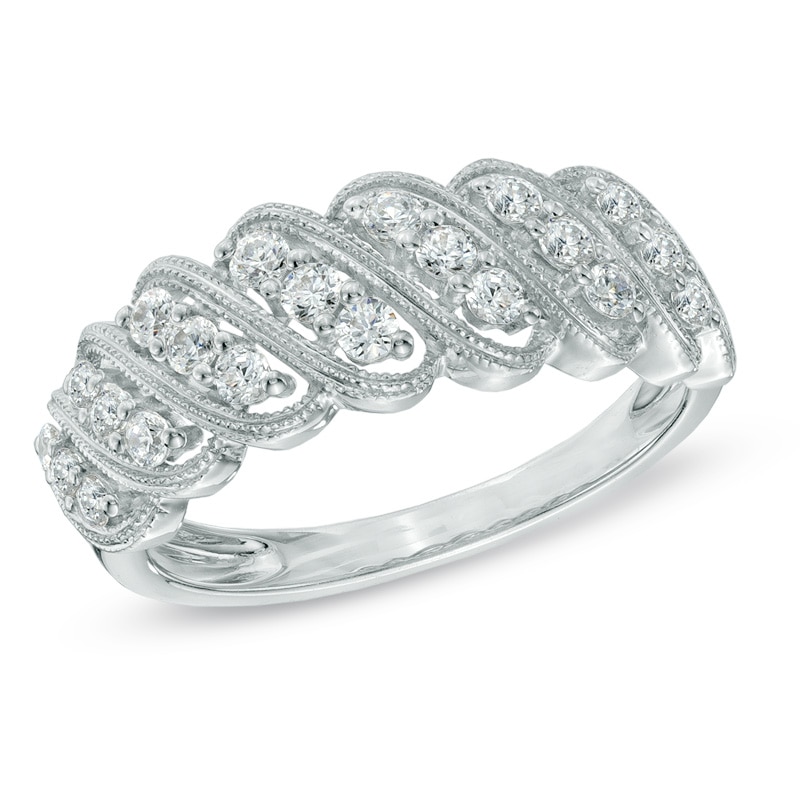 Main Image 1 of 1/2 CT. T.W. Diamond Cascading Anniversary Band in 10K White Gold