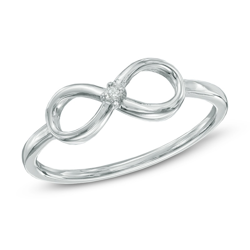 Main Image 1 of Diamond Accent Solitaire Sideways Infinity Ring in 10K White Gold