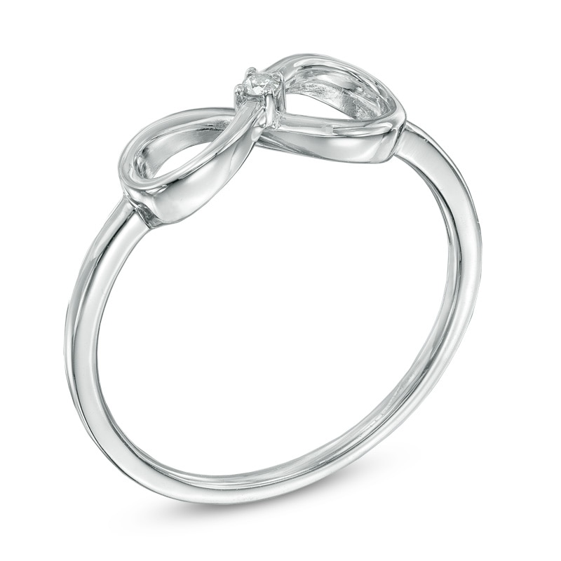 Diamond Accent Solitaire Sideways Infinity Ring in 10K White Gold