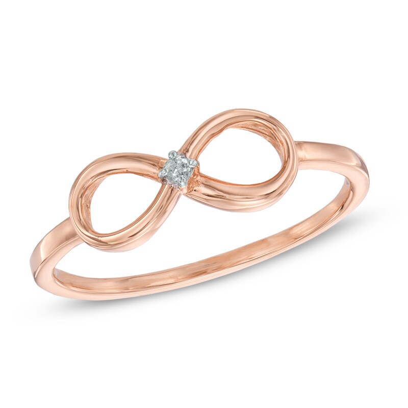 Main Image 1 of Diamond Accent Solitaire Sideways Infinity Ring in 10K Rose Gold