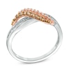 Thumbnail Image 2 of 1/3 CT. T.W. Champagne and White Diamond Bypass Waves Ring in 10K Two-Tone Gold