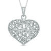 Thumbnail Image 1 of Ribbon Wrapped Heart Pendant in Sterling Silver