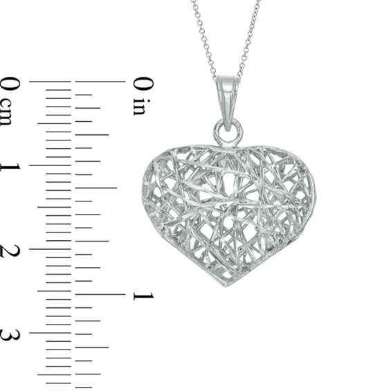 Ribbon Wrapped Heart Pendant in Sterling Silver