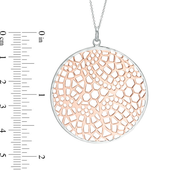 Lacy Openworked Medallion Pendant in Two-Tone Sterling Silver