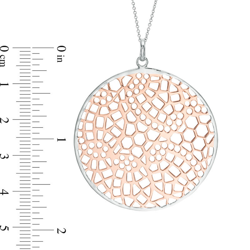 Main Image 2 of Lacy Openworked Medallion Pendant in Two-Tone Sterling Silver
