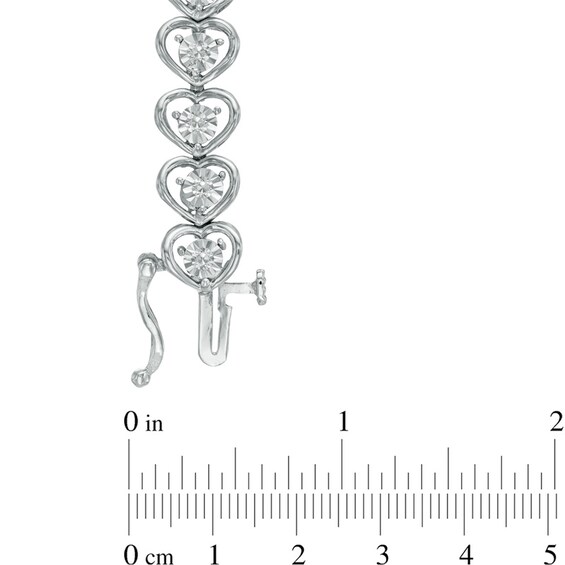 Diamond Accent Heart Line Bracelet in Sterling Silver - 7.25"