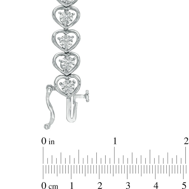 Main Image 2 of Diamond Accent Heart Line Bracelet in Sterling Silver - 7.25"