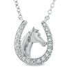 Thumbnail Image 1 of 1/10 CT. T.W. Diamond Horseshoe with Horse Pendant in Sterling Silver
