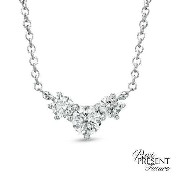 1/2 CT. T.w. Diamond Past Present FutureÂ® Necklace in 14K White Gold