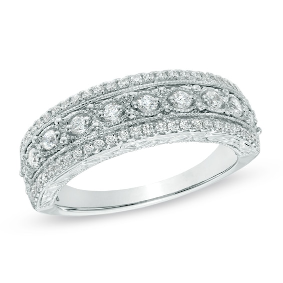 1/2 CT. T.w. Diamond Vintage-Style Band in 10K White Gold