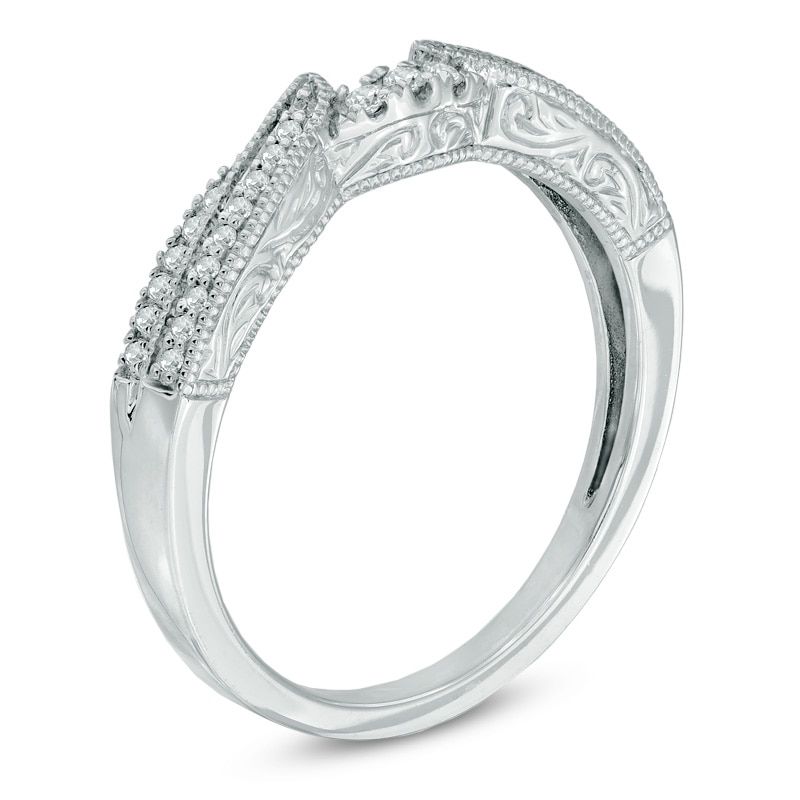 Main Image 2 of 1/8 CT. T.W. Diamond Vintage-Style Contour Anniversary Band in 10K White Gold