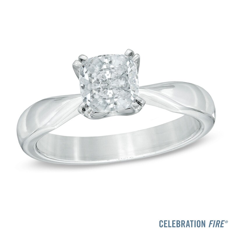 Main Image 1 of Celebration Fire® 1 CT. Princess-Cut Diamond Solitaire Engagement Ring in 14K White Gold (H-I/SI1-SI2)