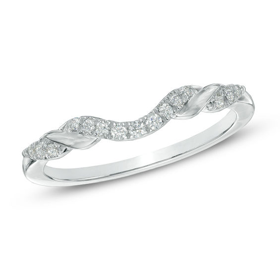 1 8 CT. T.W. Diamond Ribbon Wrapped Contour Wedding Band in 14K White Gold Zales