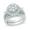 Thumbnail Image 0 of 3 CT. T.W. Diamond Cluster Frame Bridal Set in 14K White Gold