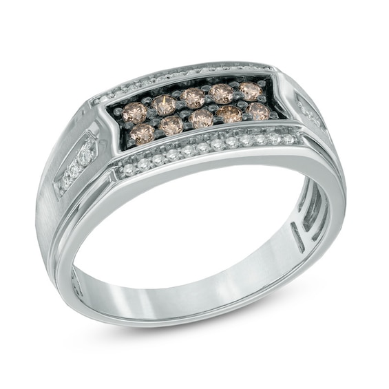 1/2 CT. T.w. Champagne and White Diamond Ring in 10K White Gold
