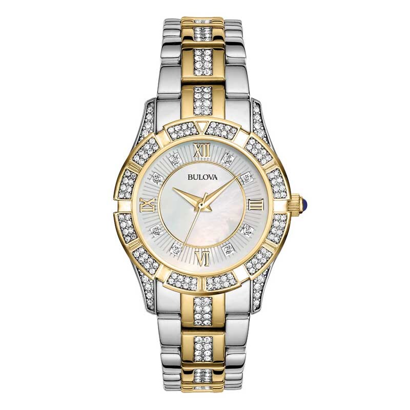 Main Image 1 of Ladies' Bulova Crystal Accent Two-Tone Watch with Mother-of-Pearl (Model: 98L135)