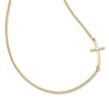Thumbnail Image 1 of Offset Curved Cross Necklace in Yellow Rhodium Sterling Silver