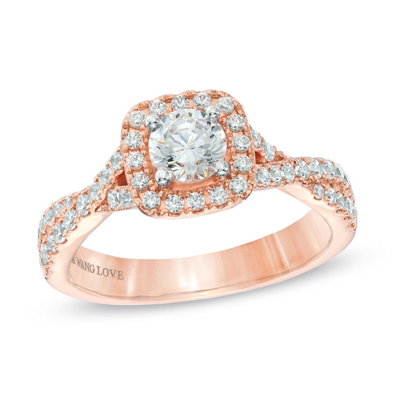 Main Image 1 of Vera Wang Love Collection 1 CT. T.W. Diamond Square Frame Engagement Ring in 14K Rose Gold