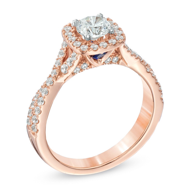 Vera Wang Love Collection 1 CT. T.W. Diamond Square Frame Engagement Ring in 14K Rose Gold