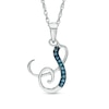 Thumbnail Image 1 of Enhanced Blue Diamond Accent "S" Initial Pendant in Sterling Silver