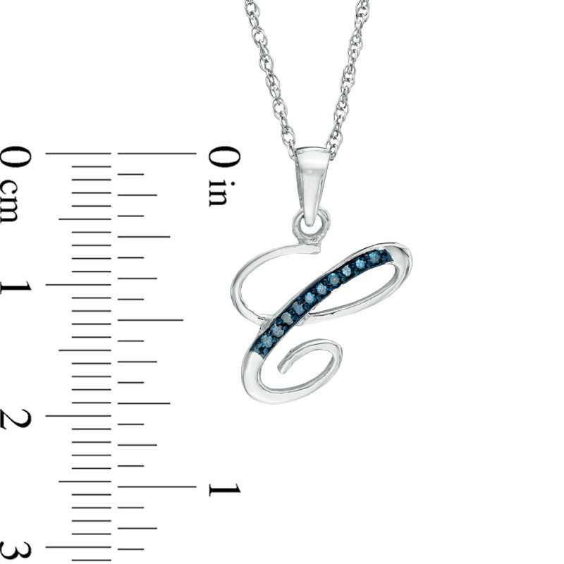 Enhanced Blue Diamond Accent "C" Initial Pendant in Sterling Silver