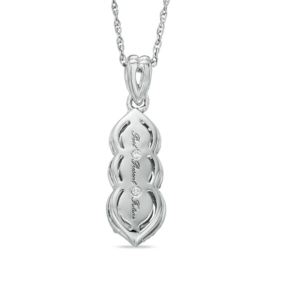 Garnet and 1/5 CT. T.w. Diamond Past Present FutureÂ® Linear Pendant in 10K White Gold