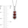 Thumbnail Image 2 of Garnet and 1/5 CT. T.W. Diamond Past Present Future® Linear Pendant in 10K White Gold