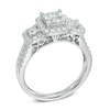 Thumbnail Image 1 of 1 CT. T.W. Princess-Cut Quad Diamond Frame Three Stone Engagement Ring in 14K White Gold