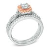 Thumbnail Image 2 of 7/8 CT. T.W. Champagne and White Diamond Frame Bridal Set in 14K Two-Tone Gold