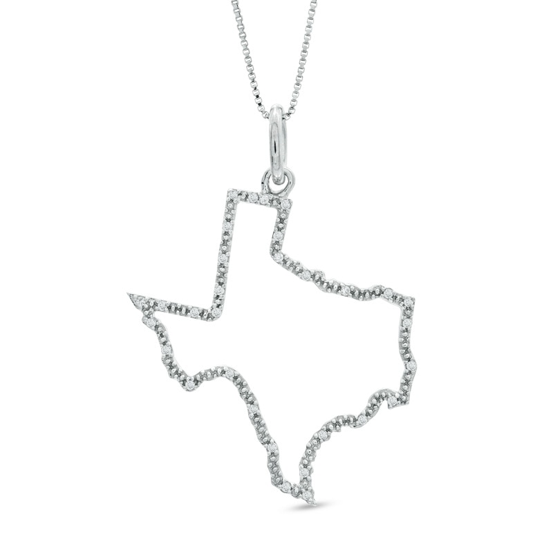 Main Image 1 of Diamond Accent State of Texas Outline Pendant in Sterling Silver