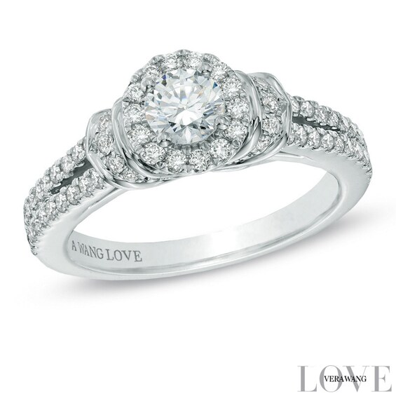 Vera Wang Love Collection 3/4 CT. T.w. Diamond Collar Engagement Ring in 14K White Gold