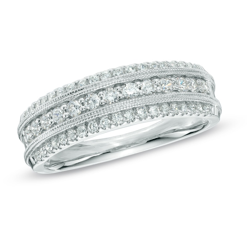 Main Image 1 of 1/2 CT. T.W. Diamond Vintage-Style Anniversary Band in 14K White Gold