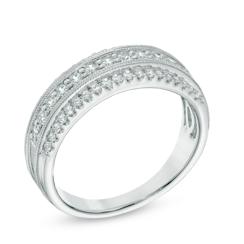 1/2 CT. T.W. Diamond Vintage-Style Anniversary Band in 14K White Gold