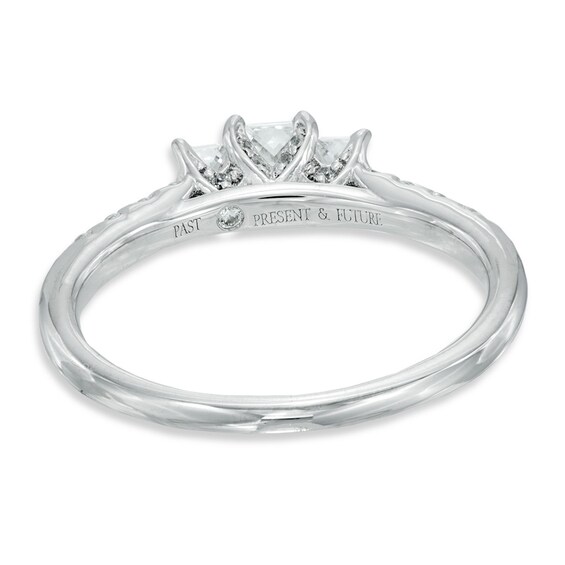 1/2 CT. T.w. Princess-Cut Diamond Past Present Future® Ring in 14K White Gold