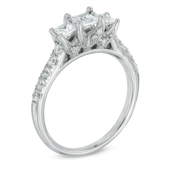 1 CT. T.w. Princess-Cut Diamond Past Present Future® Ring in 14K White Gold