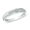 Thumbnail Image 1 of Ladies' Diamond Accent Satin Wedding Band in 10K White Gold