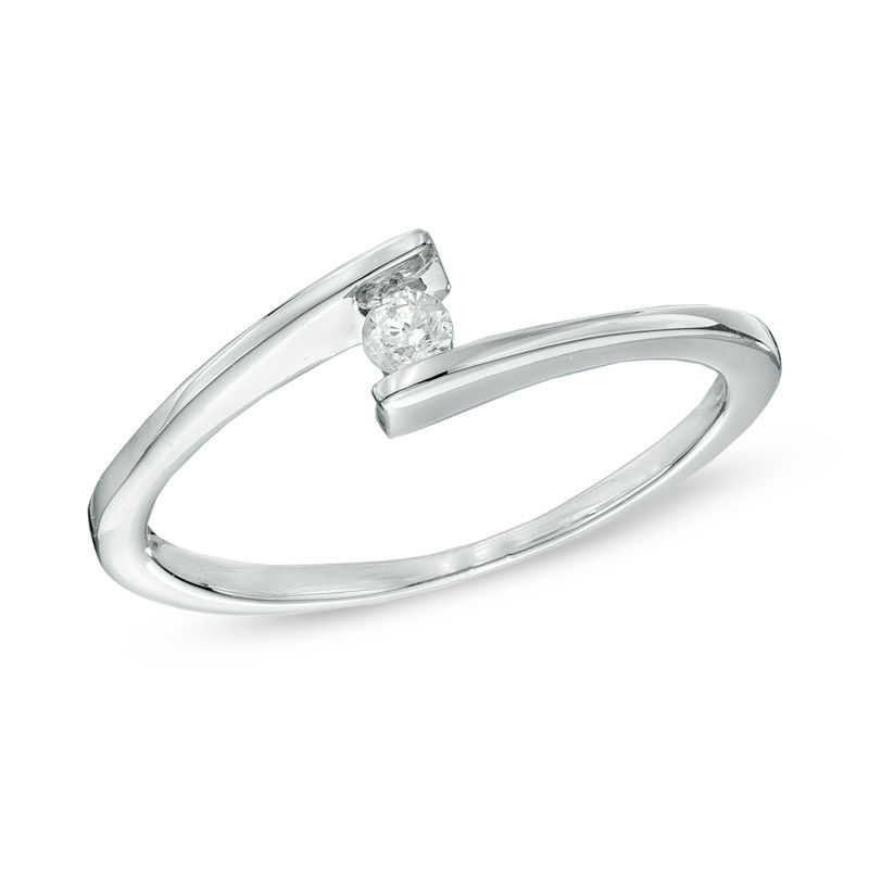 Zales Diamond Accent Solitaire Bypass Promise Ring in 10K White Gold