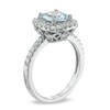 Thumbnail Image 2 of 7.0mm Cushion-Cut Lab-Created Blue Spinel and White Sapphire Frame Ring in Sterling Silver