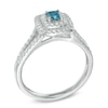 Thumbnail Image 2 of 5/8 CT. T.W. Enhanced Blue and White Diamond Double Frame Engagement Ring in 14K White Gold