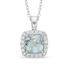 Thumbnail Image 0 of 7.0mm Cushion-Cut Lab-Created Blue Spinel and White Sapphire Frame Pendant in Sterling Silver
