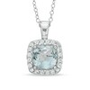 Thumbnail Image 1 of 7.0mm Cushion-Cut Lab-Created Blue Spinel and White Sapphire Frame Pendant in Sterling Silver