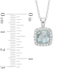 Thumbnail Image 1 of 7.0mm Cushion-Cut Lab-Created Blue Spinel and White Sapphire Frame Pendant in Sterling Silver
