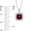Thumbnail Image 2 of 7.0mm Cushion-Cut Garnet and Lab-Created White Sapphire Frame Pendant in Sterling Silver