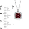 Thumbnail Image 1 of 7.0mm Cushion-Cut Garnet and Lab-Created White Sapphire Frame Pendant in Sterling Silver