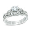 Thumbnail Image 1 of 1 CT. T.W. Diamond Twist Shank Bridal Set in 14K White Gold