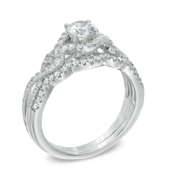 1 CT. T.w. Diamond Twist Shank Bridal Set in 14K White Gold