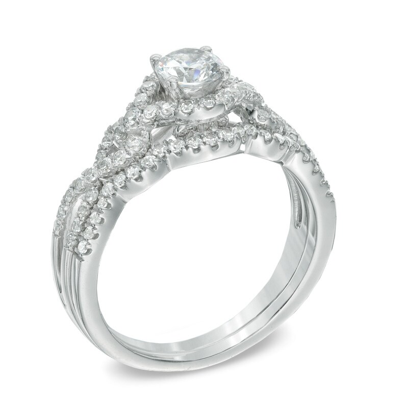 Main Image 2 of 1 CT. T.W. Diamond Twist Shank Bridal Set in 14K White Gold